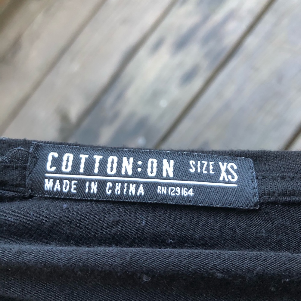 COTTON:On Black Open Neck Long Sleeve Top - Picture 5 of 5